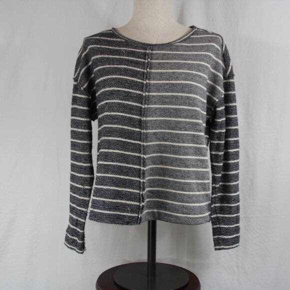 Anthropologie Women's Navy/White Striped DEVIN Textured Sweatshirt Size Small - Picture 1 of 10
